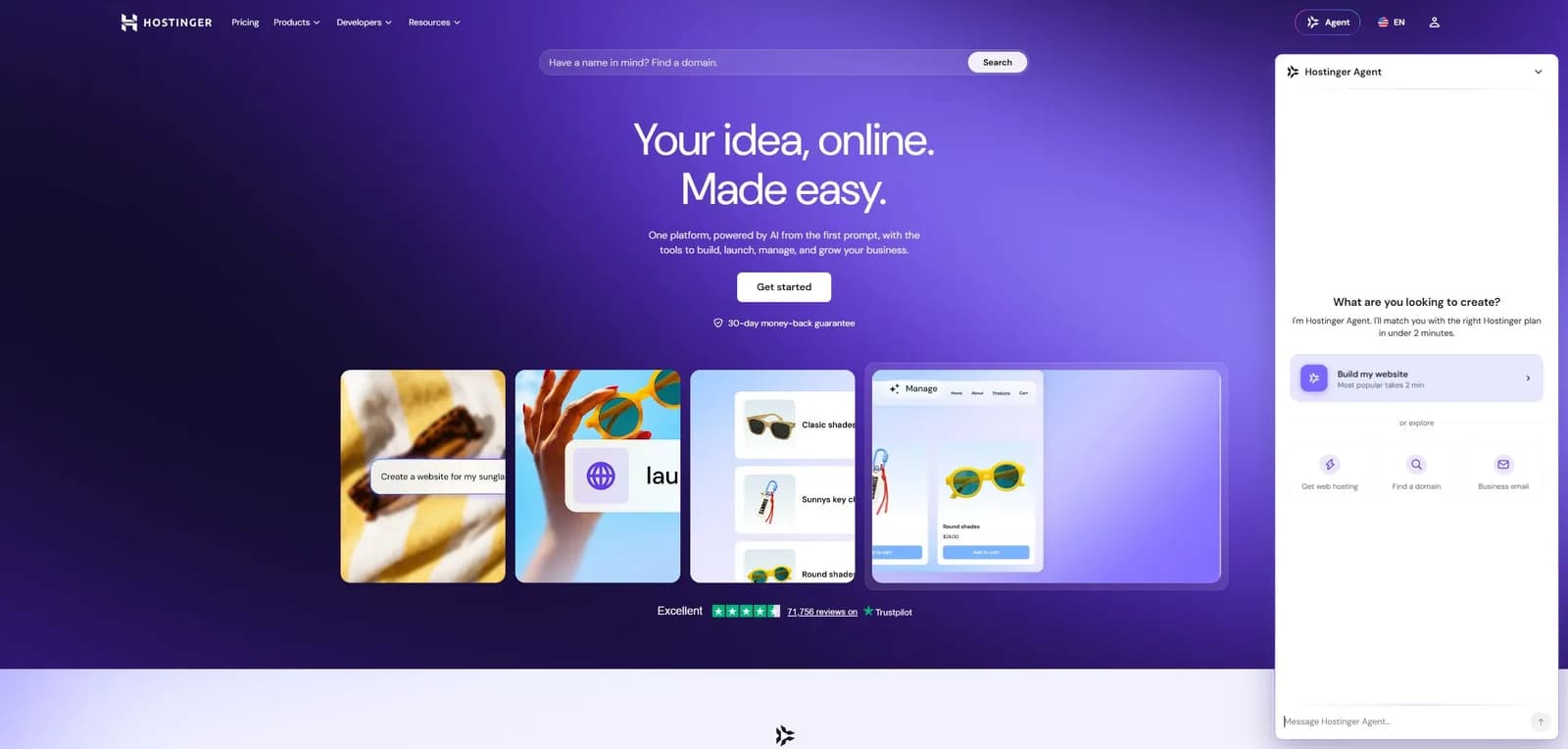Website preview of Hostinger