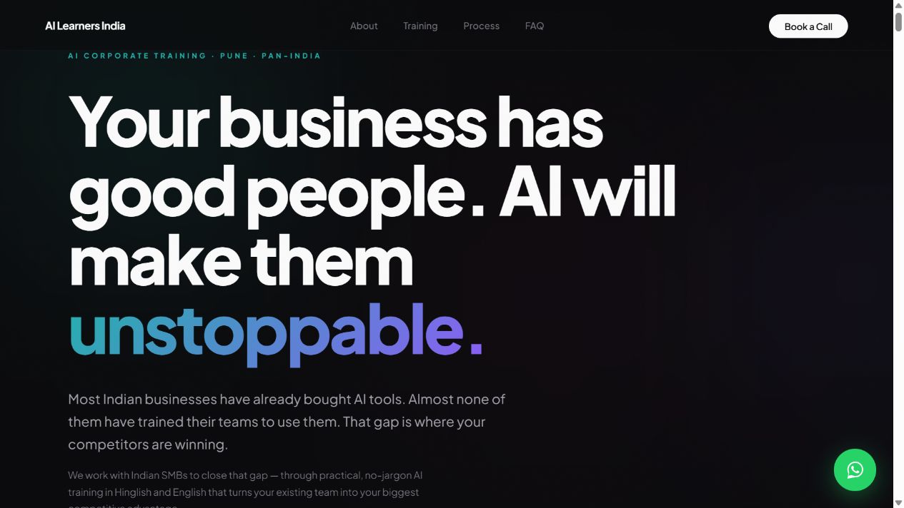 AI Learners India official website snapshot